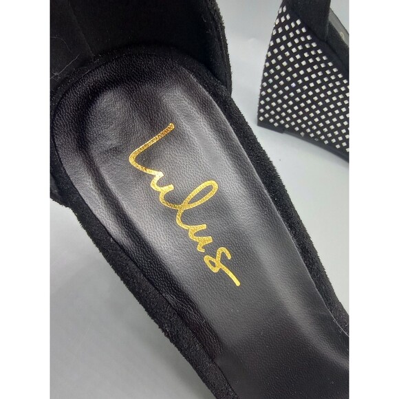 Lagaro Black Suede Rhinestone Ankle Strap Platform Wedge Sandals Women’s Sz 10 - Picture 10 of 12